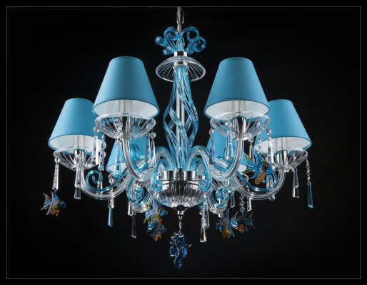 Moderní lustr Křišťál Modrá lampa