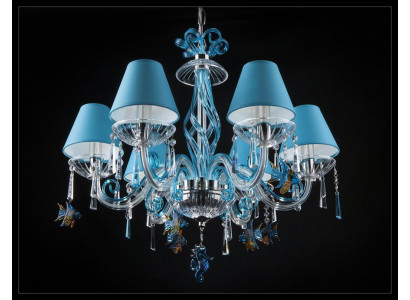 Moderní lustr Křišťál Modrá lampa