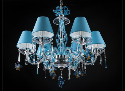 Moderní lustr Křišťál Modrá lampa