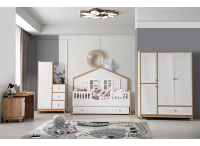 Elegantní dětský pokojový set postel šatní skříň a stůl Světlá 4ks