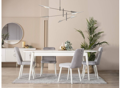 Jídelní nábytek jídelní kout sestava 7dílná jídelní stůl bílá židle