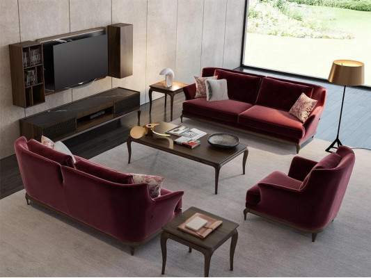 Luxusní nová sedací souprava pro obývací pokoj, designová látková sedačka k židli.