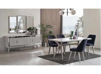 Jídelna Luxus jídelní sestava sestava jídelních stolů s 9 díly šedé dřevo stůl