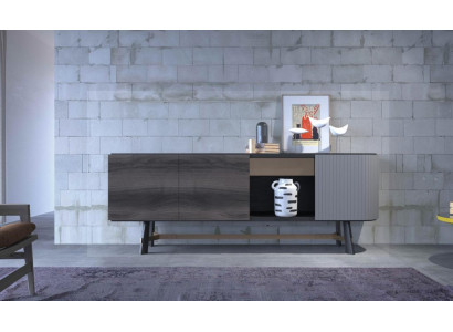 Sideboard komoda dřevo skříň jídelní pokoj moderní černá
