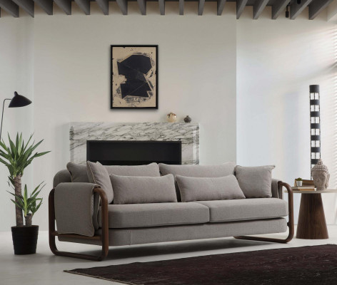 Sofa 4místná Moderní šedá látková pohovka Design Nový obývací pokoj