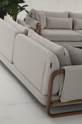 Sofa 4místná Moderní šedá látková pohovka Design Nový obývací pokoj