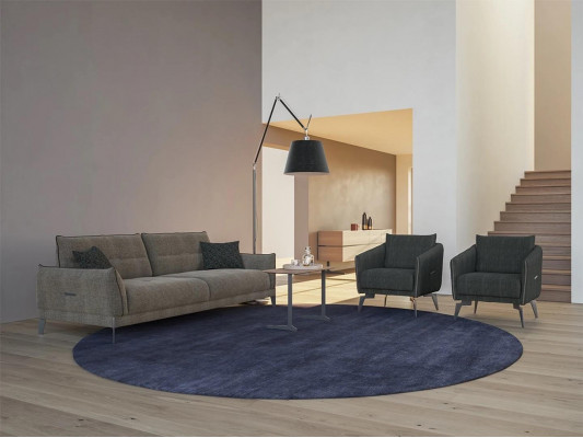 Design šedá pohovka třísedadlová moderní 2x stolička nábytku luxusní konferenční stůl