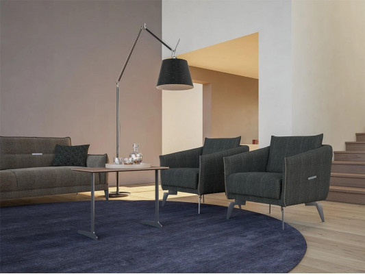 Design šedá pohovka třísedadlová moderní 2x stolička nábytku luxusní konferenční stůl