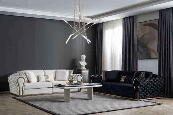 Černobílá sedací souprava 3+3 Designer Luxury Uživatelé 2x Pohovky