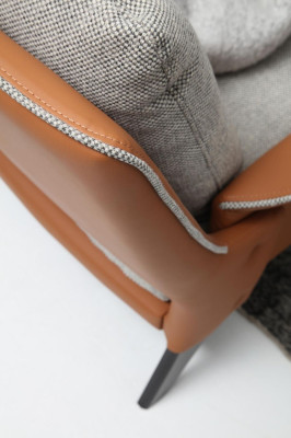Tříosý Sofa 3 Místný Látka Oranžový Moderní Design Obývací Pokoj Šedý