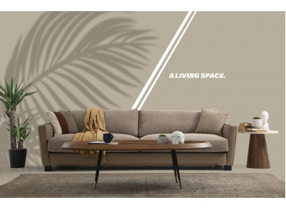 Pohovka 4místná moderní látka Beige Sofas Design Obývací pokoj