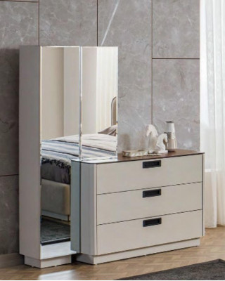 Elegantní dřevěný toaletní stůl bežového skla Luxusní nábytek do ložnice