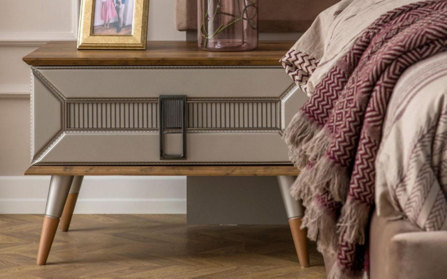 Kompletní noční stolky noční stolky noční komody dřevo 2dílné šedé