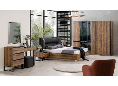 Luxus Schlafzimmer Garnitur Doppelbett Bett Holz Set 7tlg Braun Modern
