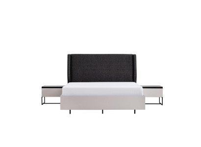 Komplette Schlafzimmermöbel Doppelbett Holz 3tlg Design Weiß Bett Set