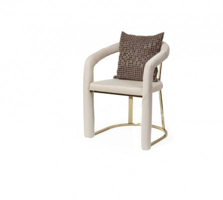 Béžová designerová židle Luxus dřevěný rám Designer jídelní židle v dřevě.