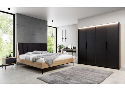 Šatní skříň Černá Luxus Dřevo Ložnice Elegantní Design Moderní