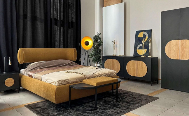 Noční stolek šedý ložnice Elegantní stůl Luxus dřevo nábytek konferenční stolek