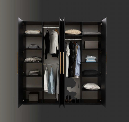 Šatník šedý luxusní dřevo ložnice skříň design šatní skříň