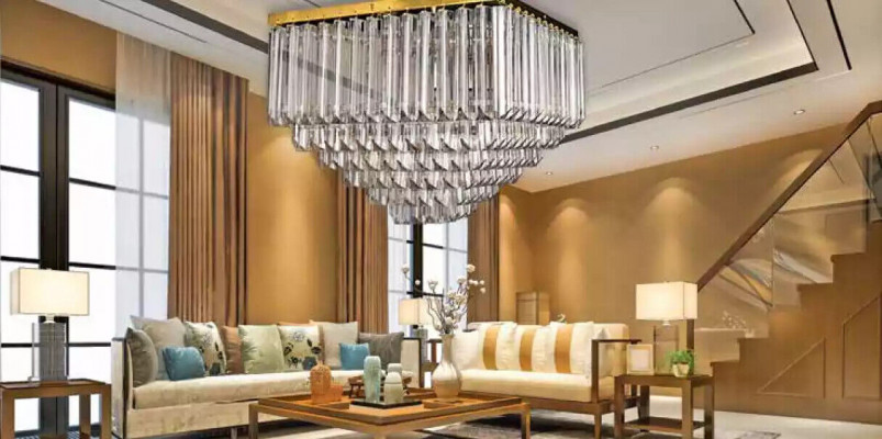 Lustenkový lustr nástropní lampa závěsná lampa nová obývací místnost zlatá moderní.