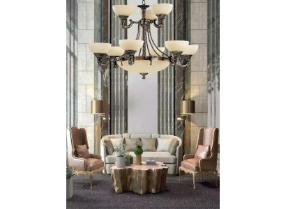 Lustr nástropní lampa Lustr Velký stropní lampa Beige skleněná lampa