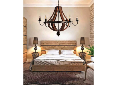 Hnědý korunní lustr stropní lustr dřevěný lustr lampa lustr