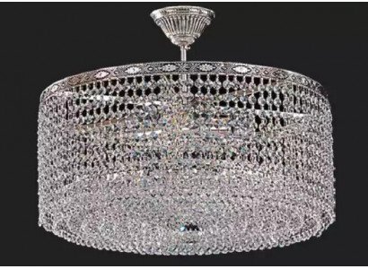 Kruhová stropní lampa, stropní lustr Luxus Stříbrný Lustr Krystalový