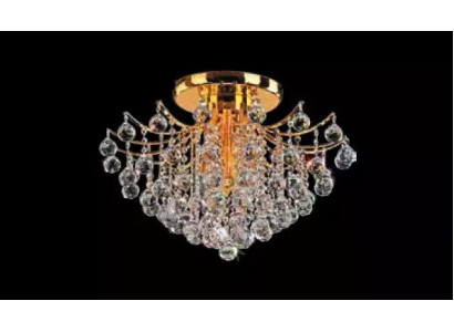 Zlatý lustr, stropní lampa, světelný křišťálový lustr, luxusní lampa.