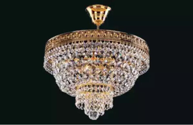 Kronleuchter Deckenleuchter Luxus Gold Deckenlampe Lüster Kristall Art