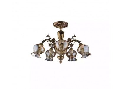 Stropní lampa, stropní lustr, květinový lustr, lustr, lampa, sklo, hnědá