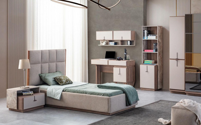 Dětský pokoj Nábytek Designér Jednolůžko Dřevo Noční stolek Psací stůl 4 kusy