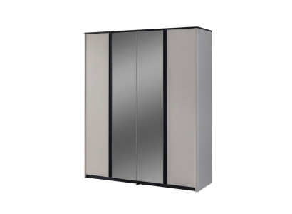 Šedá šatní skříň designový zrcadlový šatník dřevěný šatník