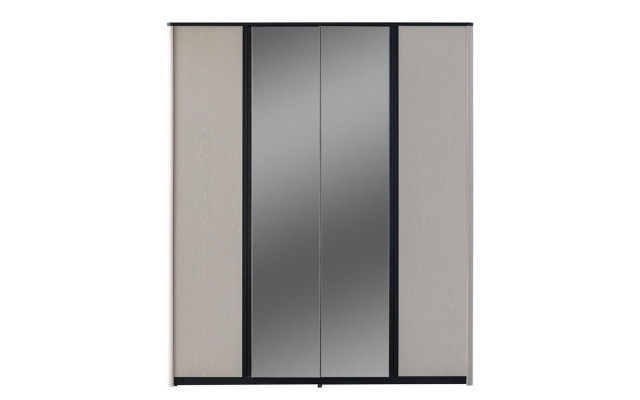 Šedá šatní skříň designový zrcadlový šatník dřevěný šatník