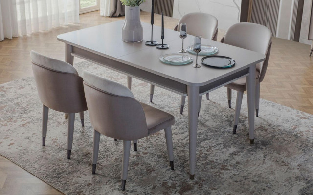 Šedý jídelní stůl Designer jídelní nábytek Rozkládací dřevěný stůl Nový