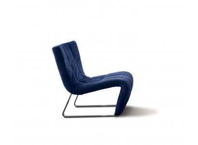 Křeslo bez loketní opěrky Luxusně čalouněný design nábytek Italský styl Textil Modrá