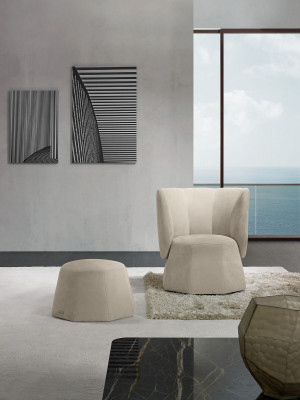 Taburet Design Dřevo Italský Nábytek Luxus Obývací Pokoj Moderní Podnožka Šedá Nový