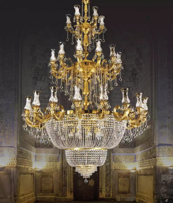 Křišťálový lustr Náhrdelní světlo Chrámový obývací pokoj Luxus Lesk Lampa 360 cm