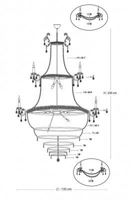 Světla svítidlo lustr skleněná lampa lampy stropní lampa lampa 135x230