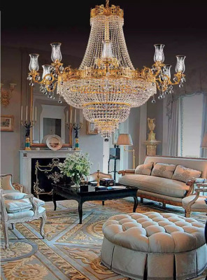 Luxus stropní lampa lustr zlato křišťál lampa