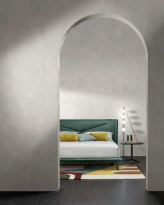 Dvojitý rámová postel Luxus ložnice postel manželská postel Dřevo Zelená kůže Postele Nové