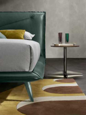 Dvojitý rámová postel Luxus ložnice postel manželská postel Dřevo Zelená kůže Postele Nové