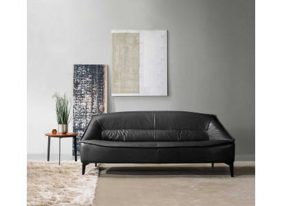 Třísedák Luxus Pohovka 3 Místné Pohovky Pohodlí Kožené Design Křeslo Nábytek Styl Černá