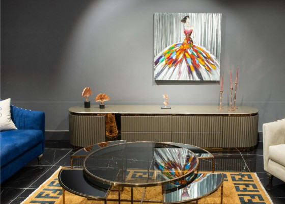 Nízká konzole RTV Lowboard TV Beige stojan na TV ze dřeva design stůl obývací pokoj