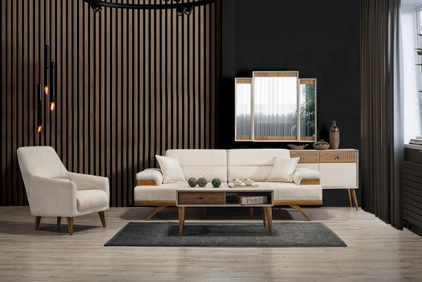 Designová sedací souprava 3+1 Seznam stolků Doplňky Křeslo Luxusní set 3 kusy Nový
