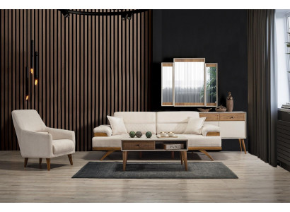 Designová sedací souprava 3+1 Seznam stolků Doplňky Křeslo Luxusní set 3 kusy Nový