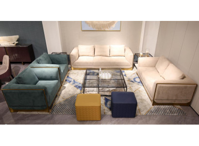 Obývací pokoj Souprava sedacího nábytku 3+3 Sezení Moderní Návrh Pohovka Křeslo Nábytek