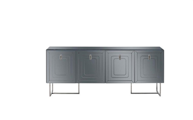 Šedá obývací sestava Luxus Dřevěný nábytek 4-dveřová designová komoda