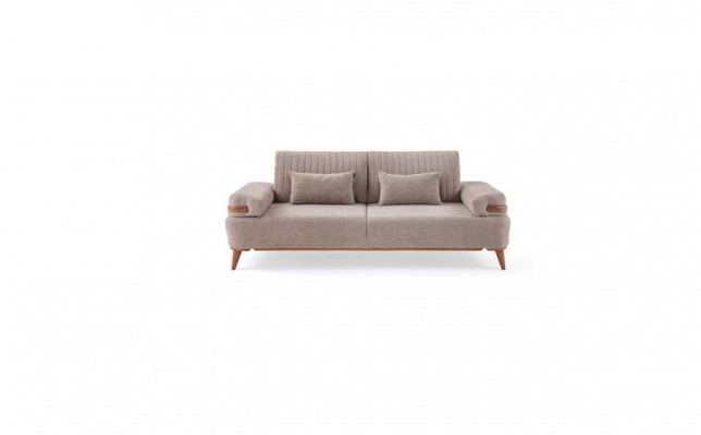 Designer Beiges 3-sedadlová pohovka do obývacího pokoje s dřevěným rámem luxusní gauč