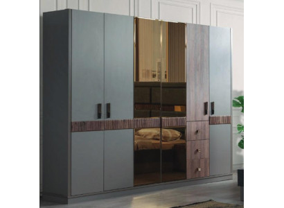 Šedá velká skříň šatny ze dřeva luxusní nábytek nový