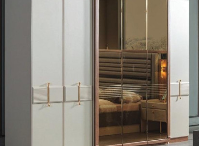Bílá šatní skříň Designový dřevěný šatník ložnice Skleněný šatník